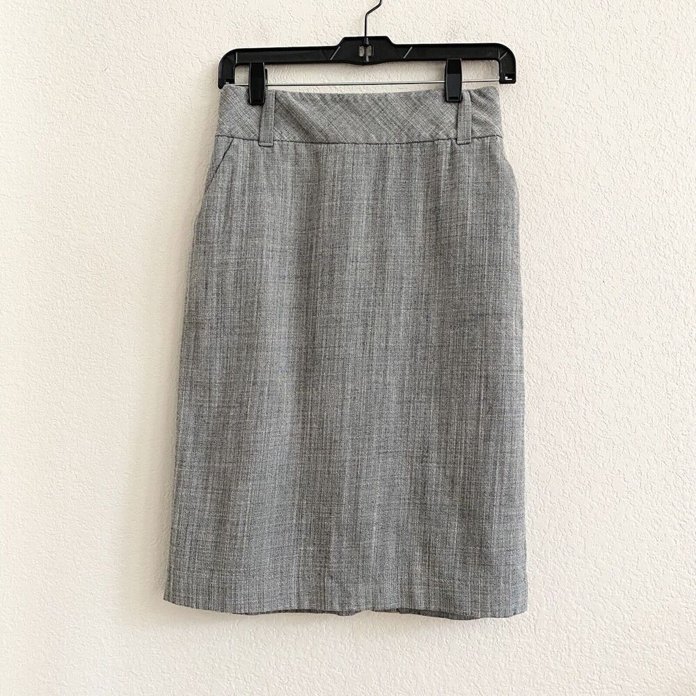 Banana Republic Wool Blend Tweed Skirt Gray Women's Size 4 Stretch
